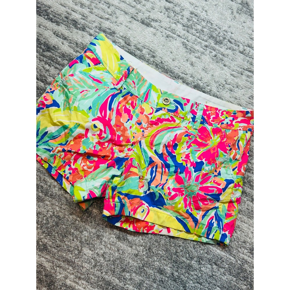 Lilly Pulitzer Callahan Shorts Womens 10 Multi Bright Tropical Floral Cotton